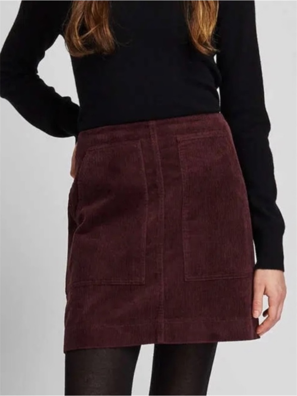 Uniqlo Corduroy A-Line Mini Skirt in Burgundy Size 2